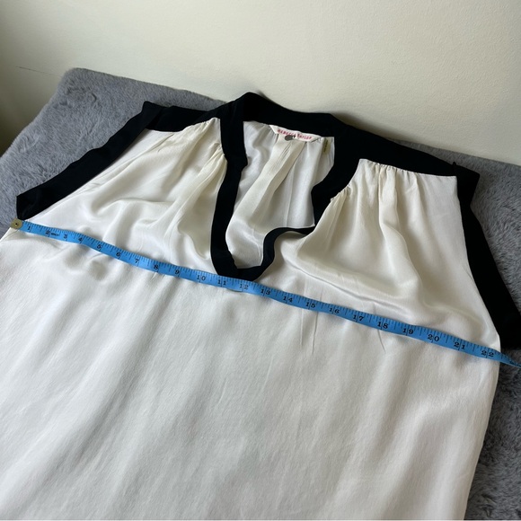 Rebecca Taylor Two Tone Scoop Neck Short Sleeve Silk Blouse - Size 4 - Picture 10 of 11